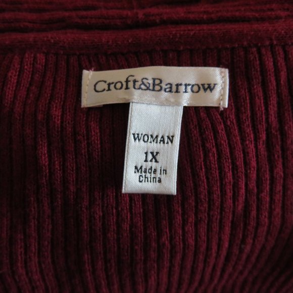 Croft & Barrow Open Front Cardigan | Burgundy - Picture 7 of 8